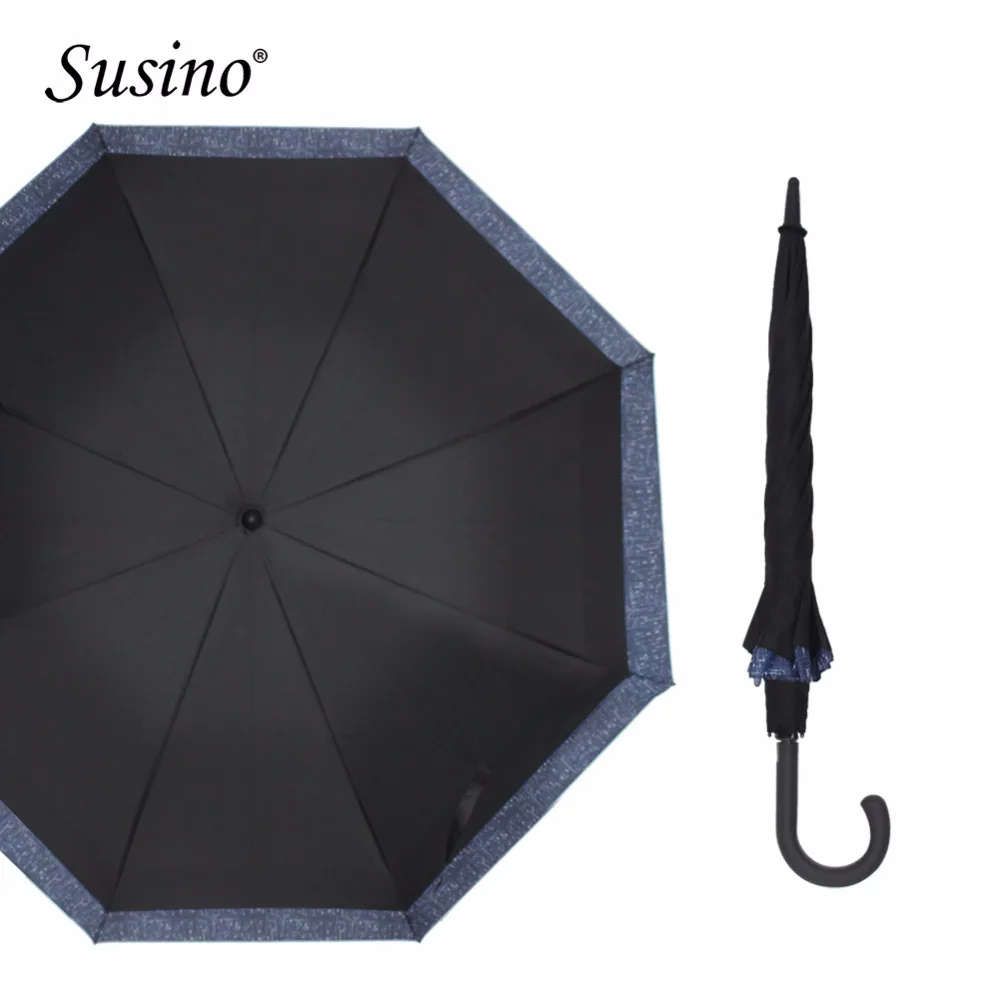 

Susino Super Big Umbrella Adults Semi-automatic Stick Umbrellas Magic design Blue Long Handle Windproof Retractable umbrellas