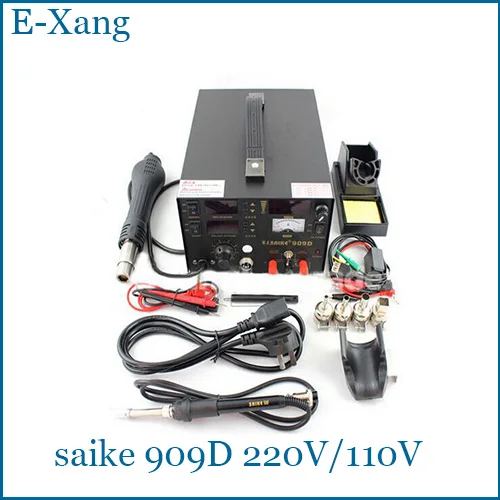 

new 3 in 1 Soldering Station Hot air gun+Soldering Iron+DC Power Supply 15V 2A SAIKE 909D 220V 110V