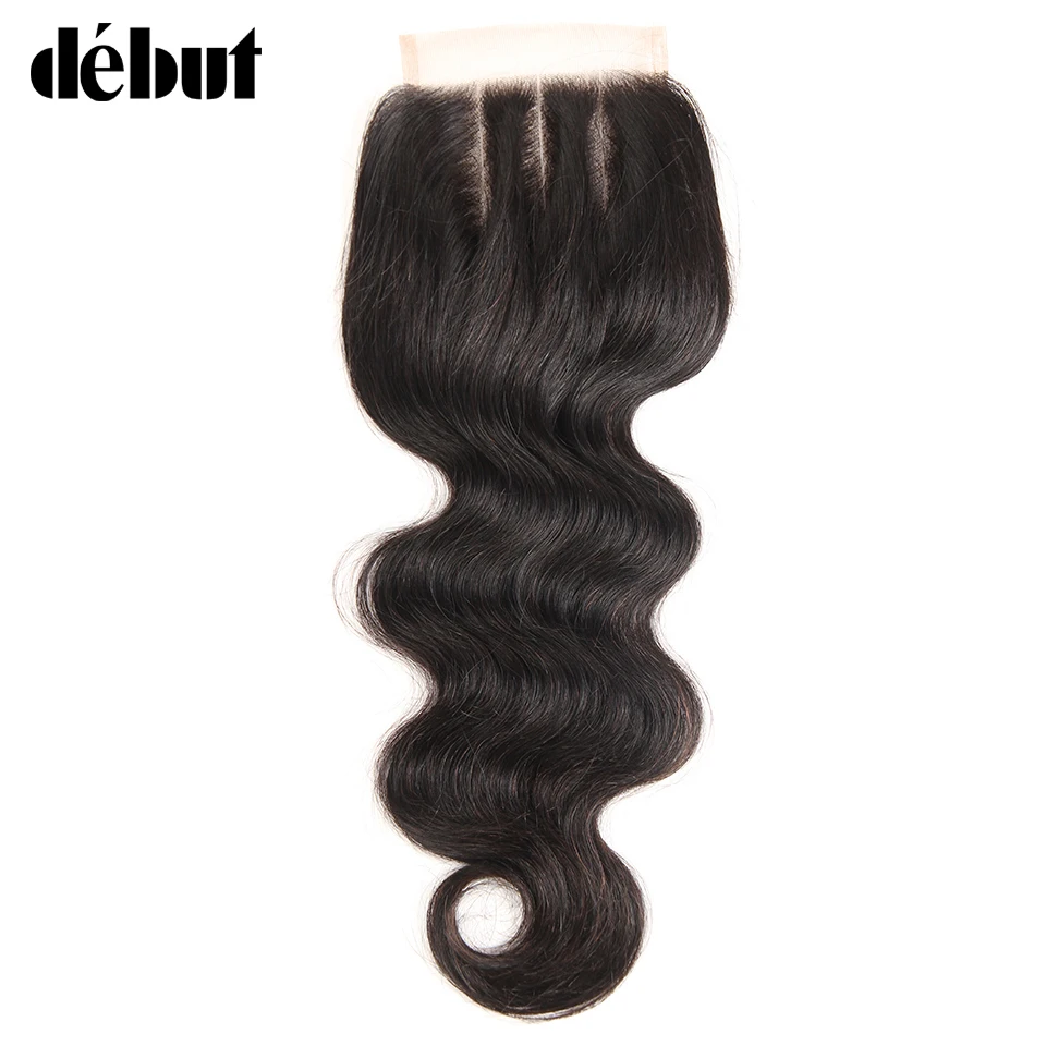

Debut Hair 4*4 Lace Closure Malaysian Body Wave Human Hair Remy Free/Middle/Three Part 120% Density Natural Color 8-20 inch