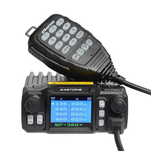 Zasto MP380+ VHF/UHF Автомобильная рация 136-174MHz 220-270MHz 400-480MHz 350-390Mhz Quad Band мобильное радио мини радио приемопередатчик - Цвет: Черный