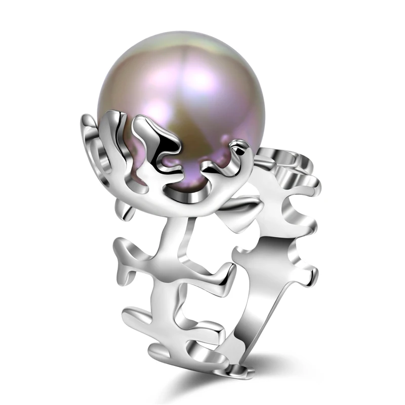 Личность уникальная белого золота Цвет Fishbone Pearl Ring Защита окружающей среды сплав