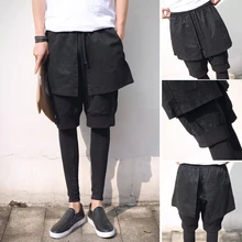 Новинка года Для Мужчин's сезон: весна–лето Мода Мужской искусственной комплект из двух предметов плотно Штаны мужской фитнес повседневные Леггинсы Штаны этап певица костюмы