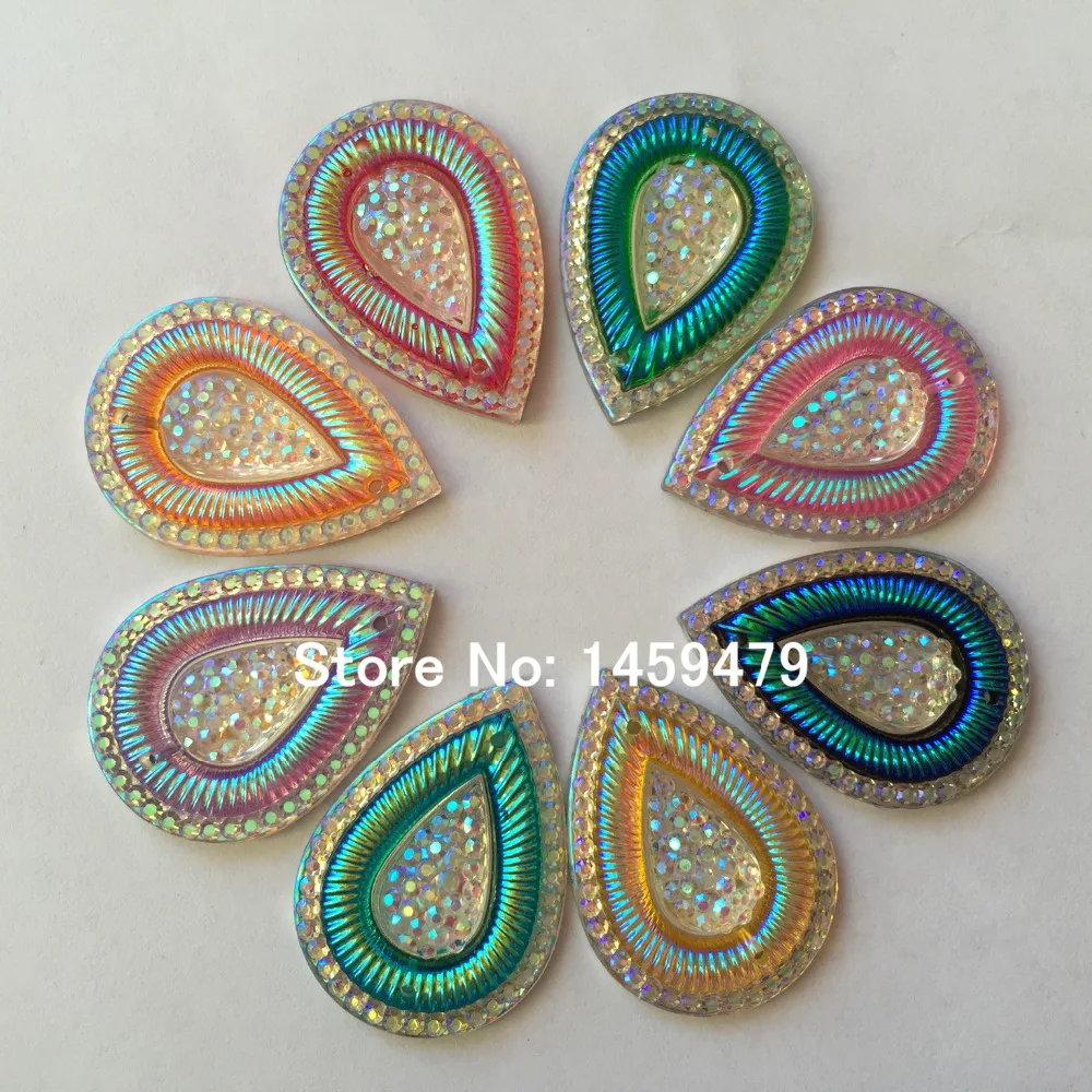 

Mix Color Randomly send Loose Sew on Stones Delicate Acrylic Horizontal Plane FlatBack Resin Rhinestones Teardrop 100pcs 18X25mm