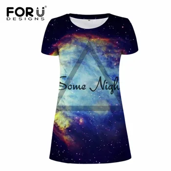 

FORUDESIGNS Kawaii Dress for Women 3D Cartoon Galaxy Girls Dress Summer Casual Short Beach Dress Vestido High Quality XS-XL New
