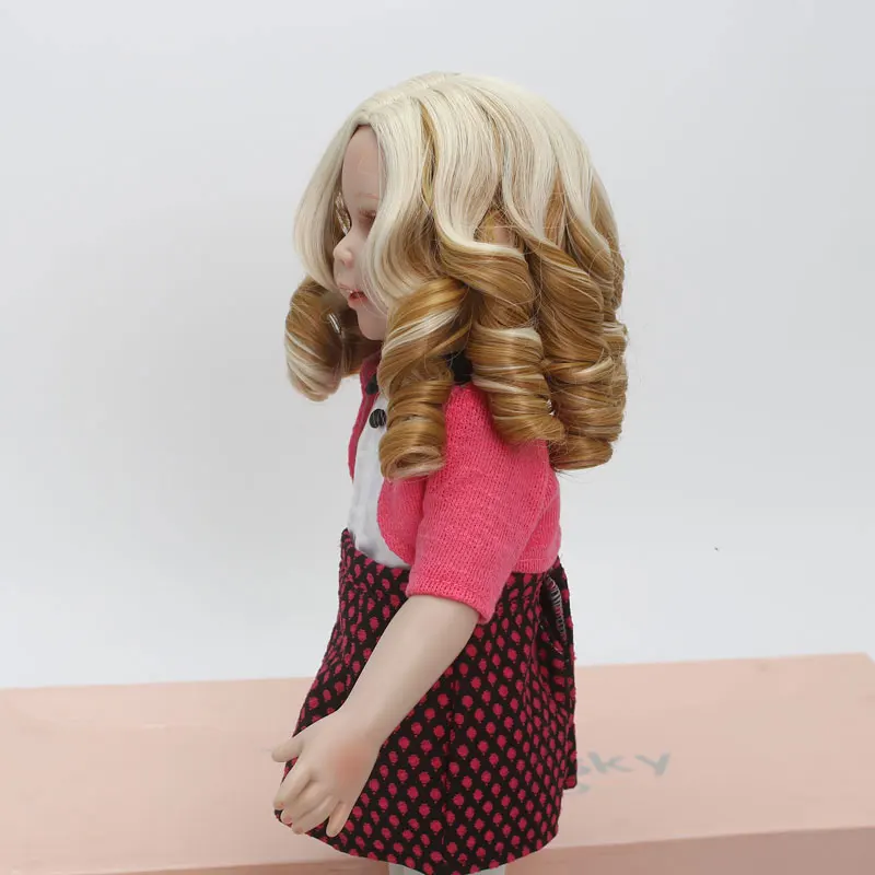 Хорошая форма кукла парик термостойкий синтетический короткий глубокий спиральный Римский кудрявый парик для 18 ''высота американская кукла