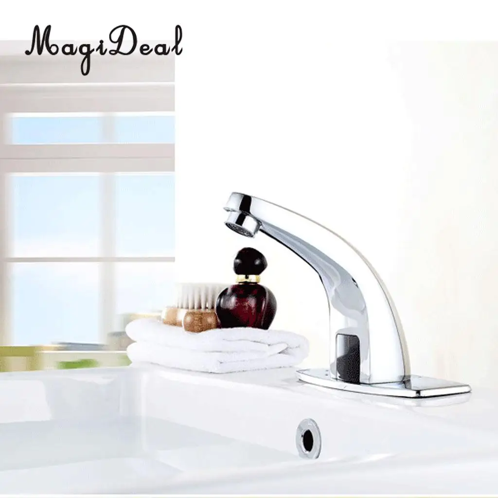 MagiDeal Alloy Automatic Infrared Sensor Sink Basin Faucet Hands Free Auto Mixer Tap Water Faucet Touch Water Tap Hands