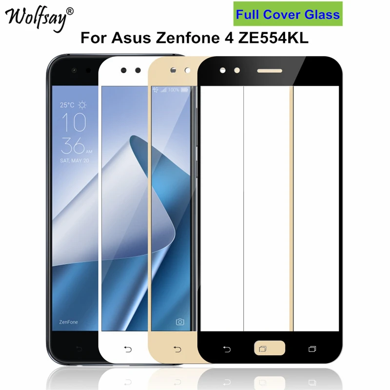 

Curved Edge Full Cover Tempered Glass For Asus Zenfone 4 ZE554KL Screen Protector Film For Asus Zenfone 4 ZE554KL Glass Wolfsay