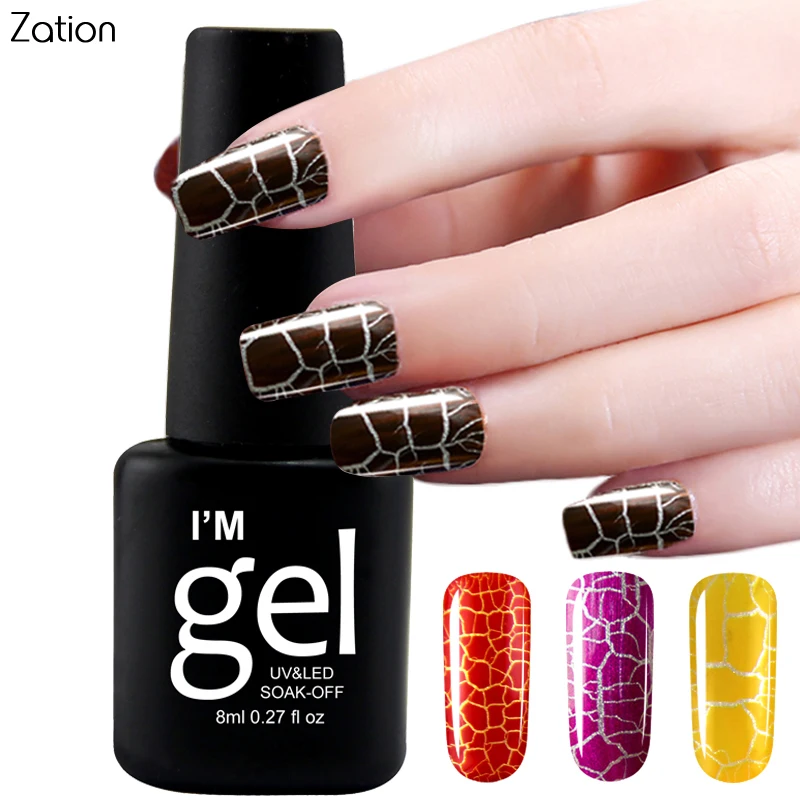 Zation Crackle Gel Crack Nail Polish Cracking Nail Lacquer Varnish
