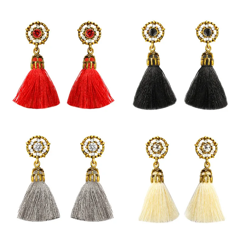 

Ufavoirte Jewelry Bohemian Vintage Hollow Out Crystal Handmade Earrings For Women