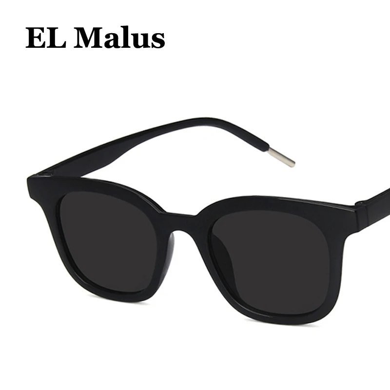 [EL Malus]New Brand Designer Square Red Frame Sunglasses Women Men Blue Black Lens Mirror Vintage Sun Glasses Gafas Eyewear