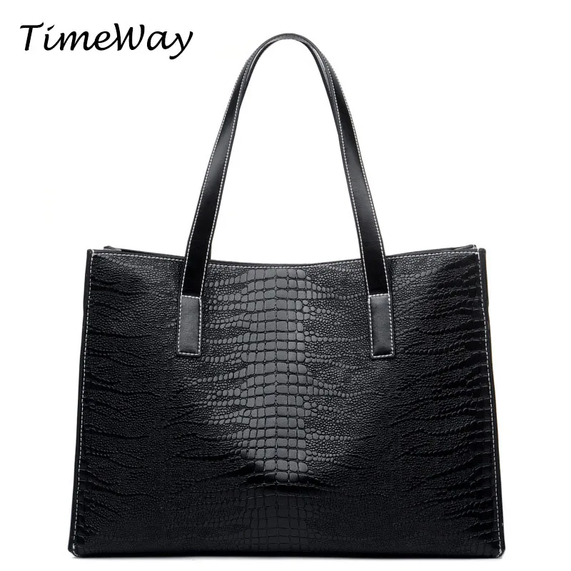 

Luxury Women Handbags Alligator Casual Tote Bags Famous Brand Vintage Shoulder Bags Big Designer Black Women Leather Handbags