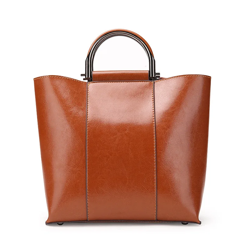 

100% Genuine Leather Luxury Women Handbags 2018 Female Oil-wax Europe Fashion Female Handbag Crossbody Shaped Shoulder Handbag