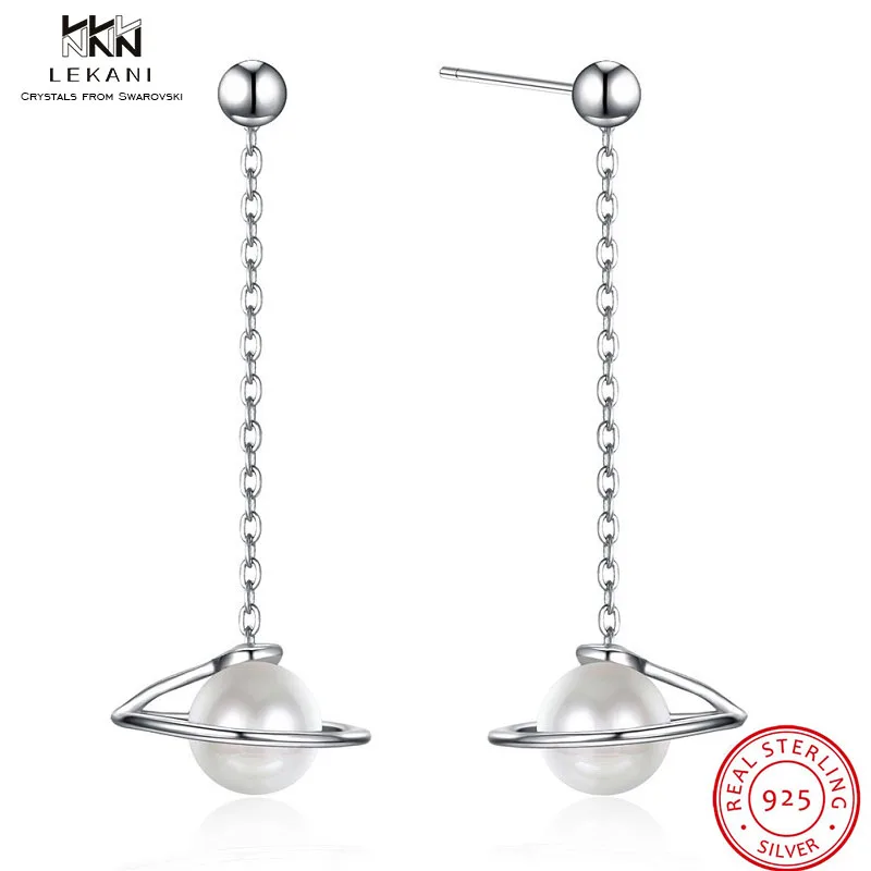 LEKANI/серьги с кристаллами Swarovski серебро 925 пробы небесное тело вращающиеся