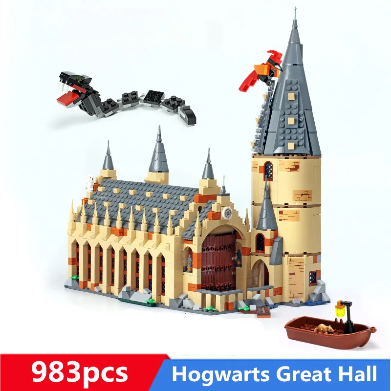 

Diy Building Blocks Harri Movie Series Hogwartsed Great Hall House Compatible with Legoingly 75954 Toys for Children Kids Gifts