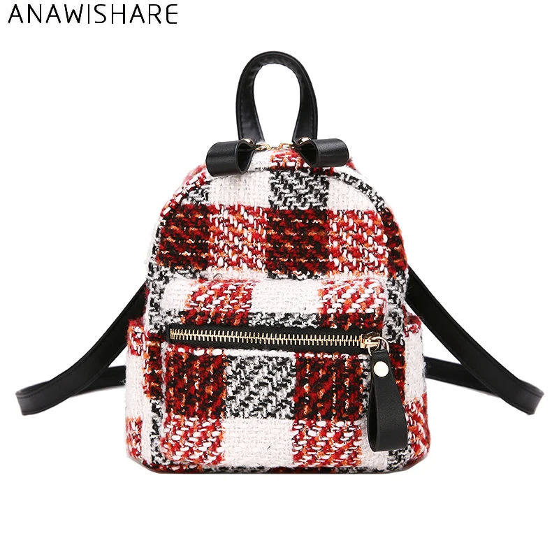 ANAWISHARE Women Backpacks Mini Daily Backpacks Plaid Small Backpacks