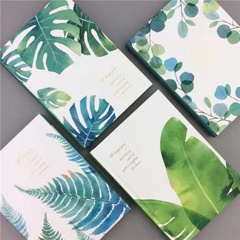 

"Green Leaves" Hard Cover Any Year Study Diary Journal Beautiful Notebook Notepad Memo Grid Blank Lined Papers