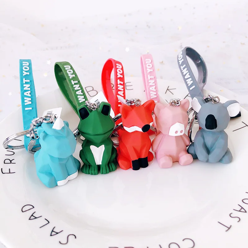

Cute Animal Unicorn Keychain Bear Fox Kola PVC Key Chain Candy Color Bag Phone Car Pendant Key Ring Jewelry Gift Brelok