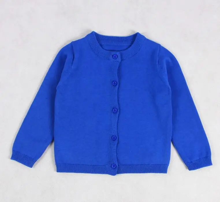 Детский свитер кардиган для девочек Новинка года, Весенняя хлопковая одежда Высококачественная трикотажная куртка модный свитер, пальто Одежда для маленьких девочек - Цвет: Royal Blue