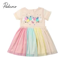 Летняя одежда для малышей Детское платье принцессы для маленьких девочек кружевное платье-пачка до колена с цветами вечерние платья с фатиновой юбкой на свадьбу