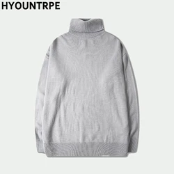 Male Sweater Basic Pullover 2018 Autumn Winter High Neck Casual Solid Color Warm Sweater Women Men Fashion Street Loose Sweaters
