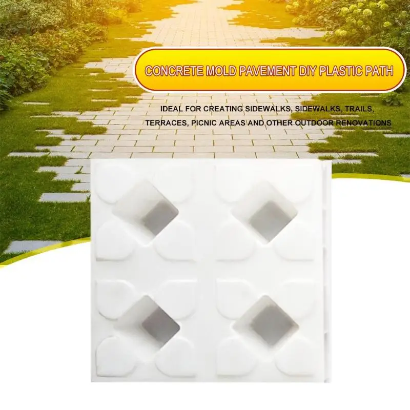 Four-hole Lawn Brick Concrete Pavement Mold DIY Garden Path Lawn Maker Paving Cement Brick Mould