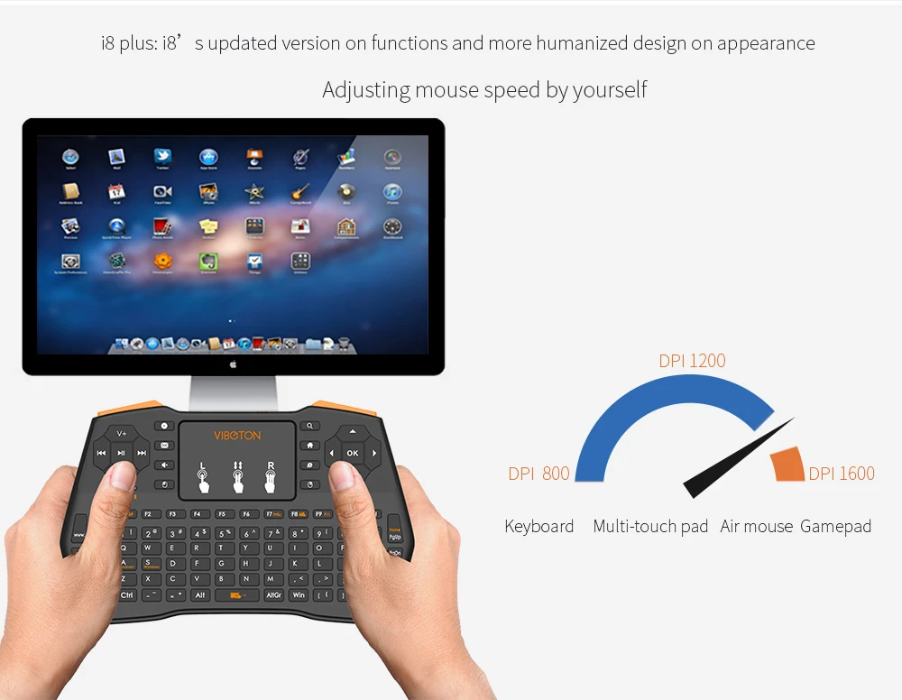 Мини i8 plus 2,4 ГГц портативная беспроводная английская клавиатура с тачпадом пульт дистанционного управления для Raspberry Pi/PC/Android Smart tv