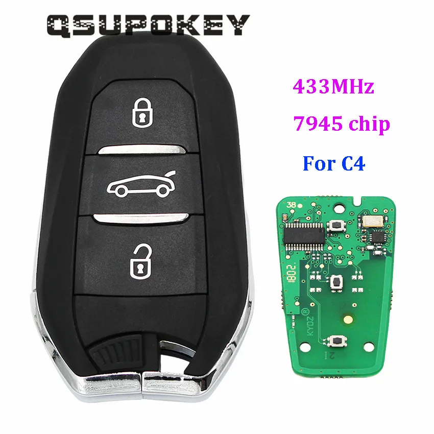 

QSUPOKEY Replace the smart remote control car keychain 433MHz PCF7945 ID46 chip for Citroen