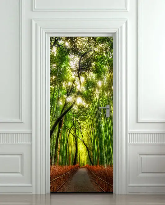 

DIY 3D Wall Sticker Mural Home Decor bamboo forest green trees way Removable Door Sticker decole 77*200cm