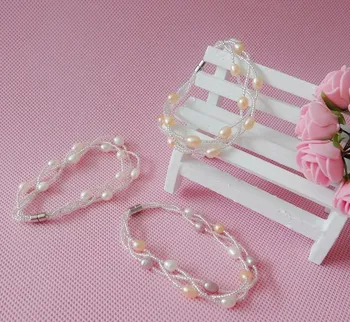 

7.2 Inch Long Natural Freshwater Pearl Bracelet Magnetic Bangle Fashion Jewelry, 30pcs/lot+Free Shipping