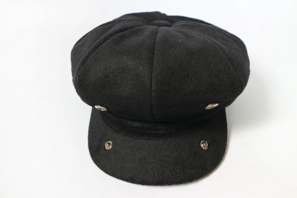 Boolawdee чистый шерстяные восьмиугольная черный Newsboy Cap для пожилых художник и шляпу охотника весна и осень досуг мужчины женщины M637
