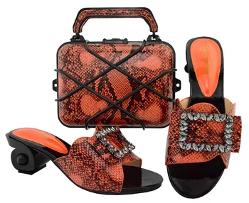

Latest Orange Color Italian Shoes with Matching Bags Nigerian Women Wedding Shoes and Bag Set African Wedding Shoes and Bag GL02