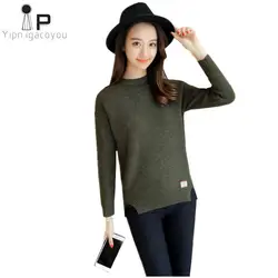Корейский трикотаж Для женщин свитер Осень Новый женский большой Размеры с длинным рукавом женский пуловер свитер Топы Harajuku более Размеры