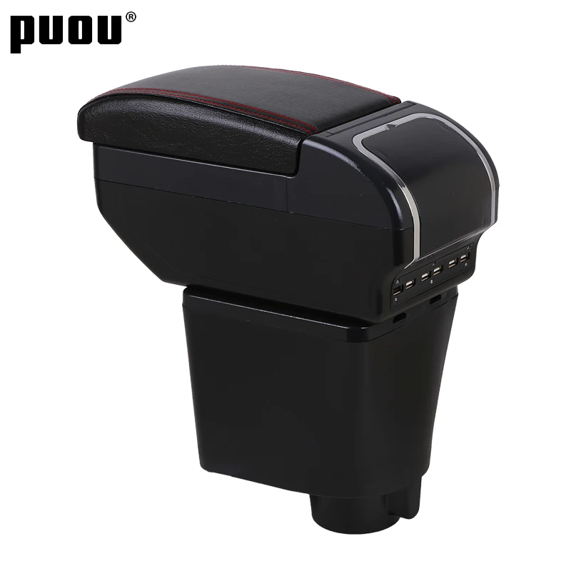 

For Chevrolet Aveo/Lova T200/T250 2002-2011 Dual Layer PU leather Armrest box Large Space Car Central Store Content box USB Char