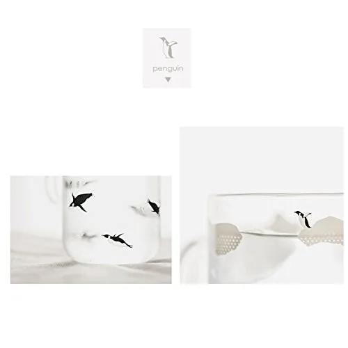 Penguin Glass Milk Tea Coffee Mug,super cute cup Best Gift For morning drink,and weddings, birthdays,Valentine's Day01
