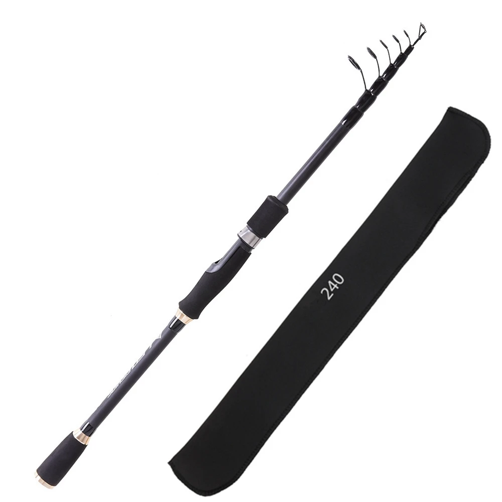 2.4m Carbon Lure Fishing Rod Straight Shank 7 Section Telescopic Ultra