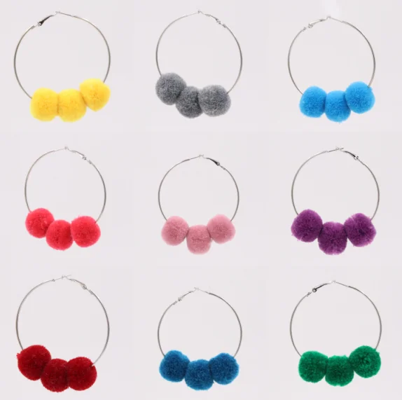 

1pair Cute PomPom Hook Earrings For Women Pom Pom Ear Dangle Jewelry Winter Gift Trinket Brincos