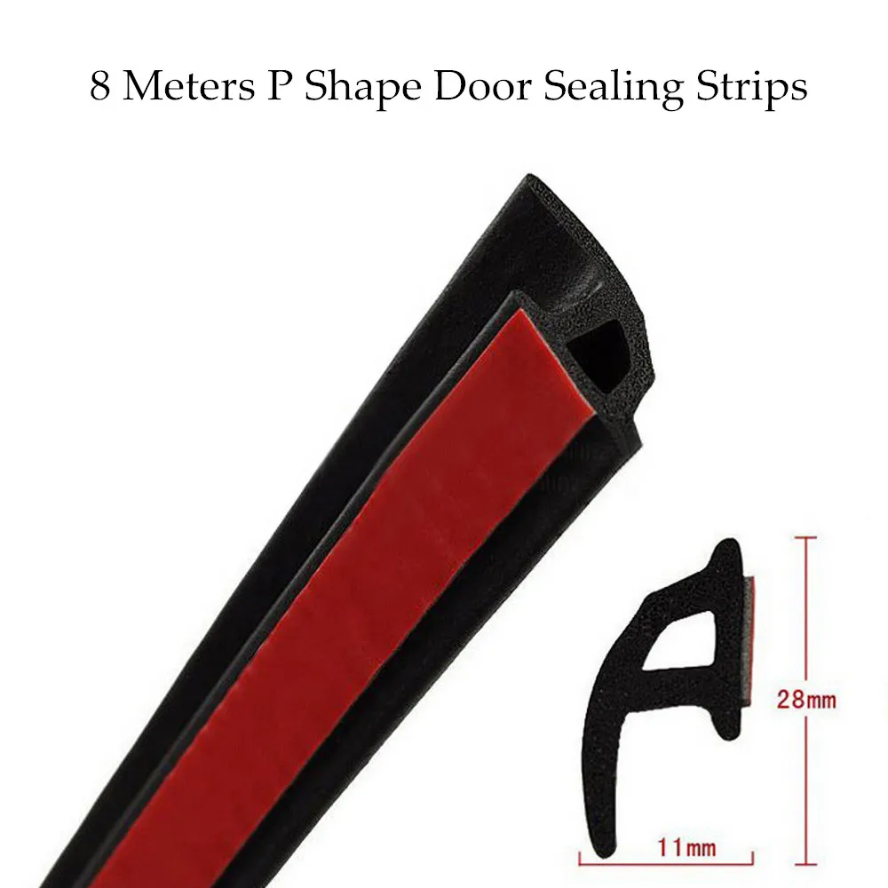 

8 Meters P Type Car Door Seal Strip Sound Insulation For The Car P Shape 3M Door Sealing Strips Auto Rubber Seals