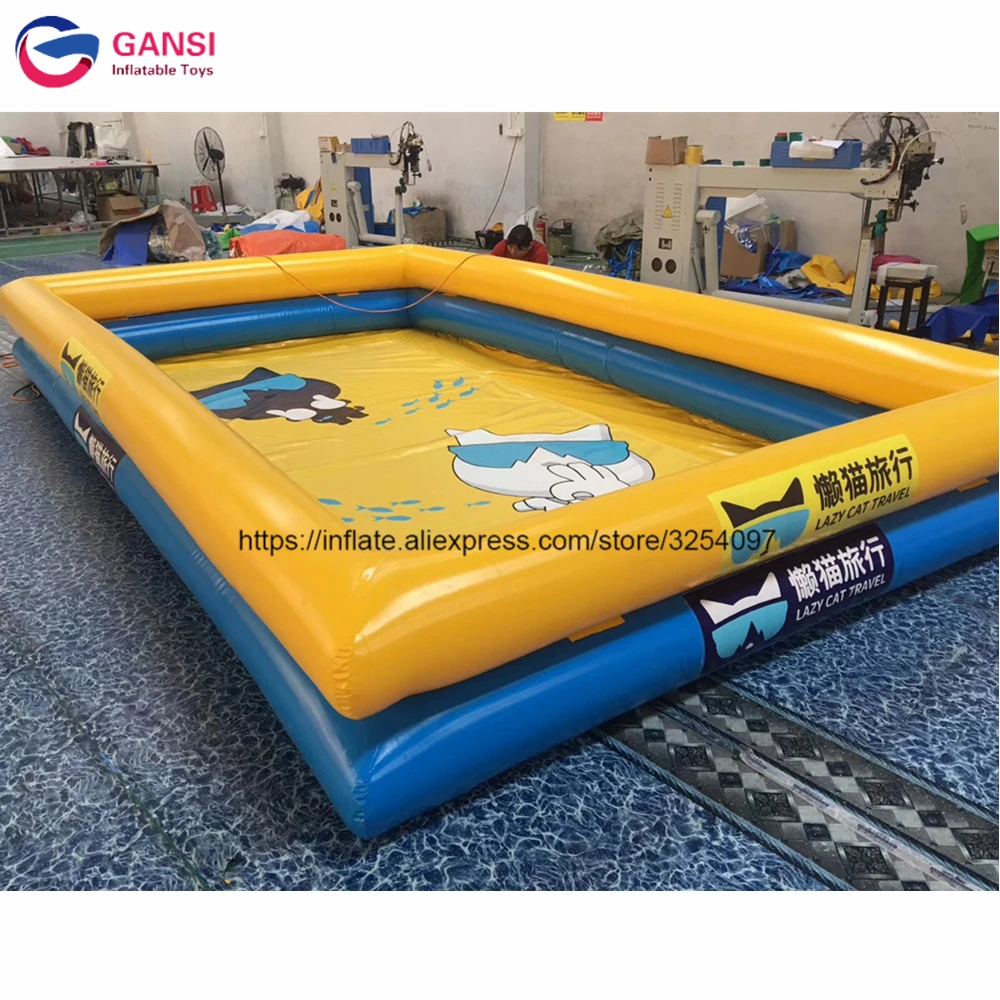 Outdoor Adult Inflatable Swimming Pool For Sale 8*8*1.2M Double Tubes PVC Tarpaulin Square Inflatable Swimming Pool For Summer plato 0 55mm pvc tarpaulin outdoor soccer court 12 6m inflatable football field for adults