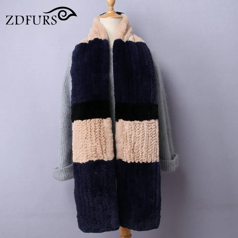 ZDFURS * 2017 Новый корейский стиль женские шарфы из меха кролика рекс 180 см длинные