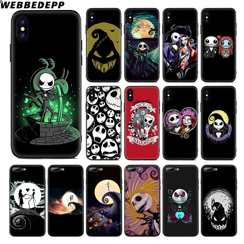

WEBBEDEPP Jack Skellington Soft Silicone Case for Apple iPhone 11 Pro Xr Xs Max X or 10 8 7 6 6S Plus 5 5S SE TPU
