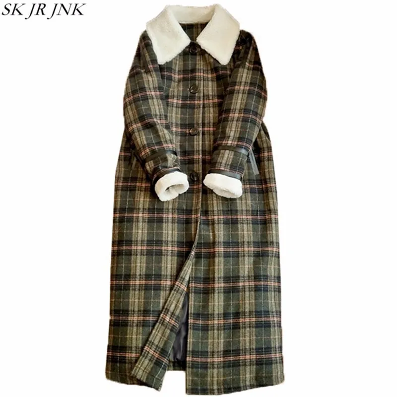 Wool Blends Women Woollen Coat 2018 Winter Lambswool Collar Thicken