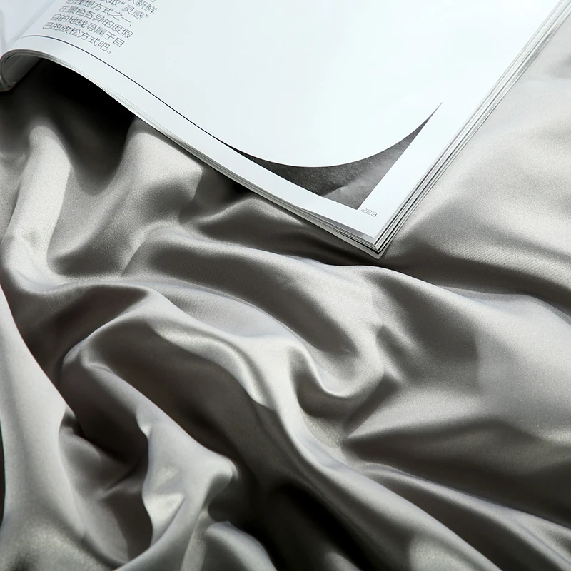 ParkShin роскошный серебристо-серый комплект постельного белья шелк домашний текстиль мягкий комфорт пододеяльник шелковистый Комплект постельного белья с плоским листом 4 шт