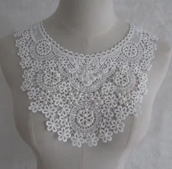 

Women's Korean Fashion pearl beaded white lace fake collar lady's flower embroidery diy accessories Ties Detachable Collar R988
