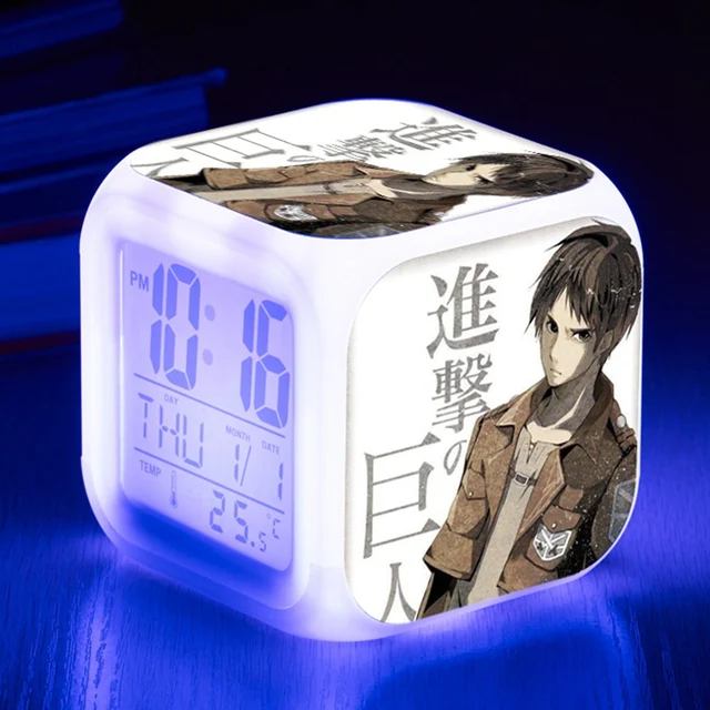 Kids wekker Gift Alarm Clock Cartoon Attack On Titan3 digital Alarm clock wake up light reveil