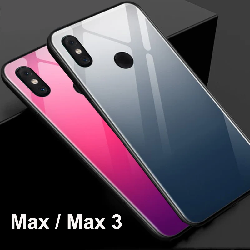 Чехол для Xiaomi Mi Max 3 зеленый черный синий градиентный цвет закаленное стекло чехол