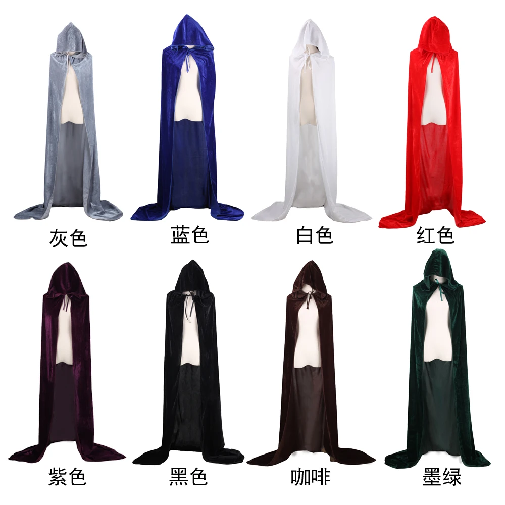 

Christmas Costume for Women Hooded Dead Elf Magician Witch Coat Cape Dress Fantasia Adulto Cosplay Clothes Black Red Blue