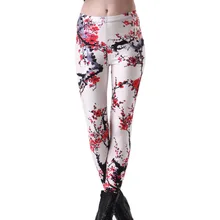 Эластичные повседневные брюки с 3D цифровой печатью сливы женские Леггинсы 7 размеров одежда для фитнеса