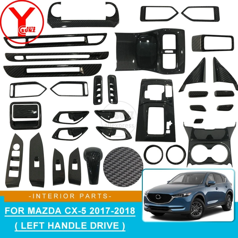 ABS de fibra de carbono de la manija de la puerta Interior de paneles interior del coche de las piezas de estilo interior del coche accesorios para mazda cx5 cx-5 2017, 2018