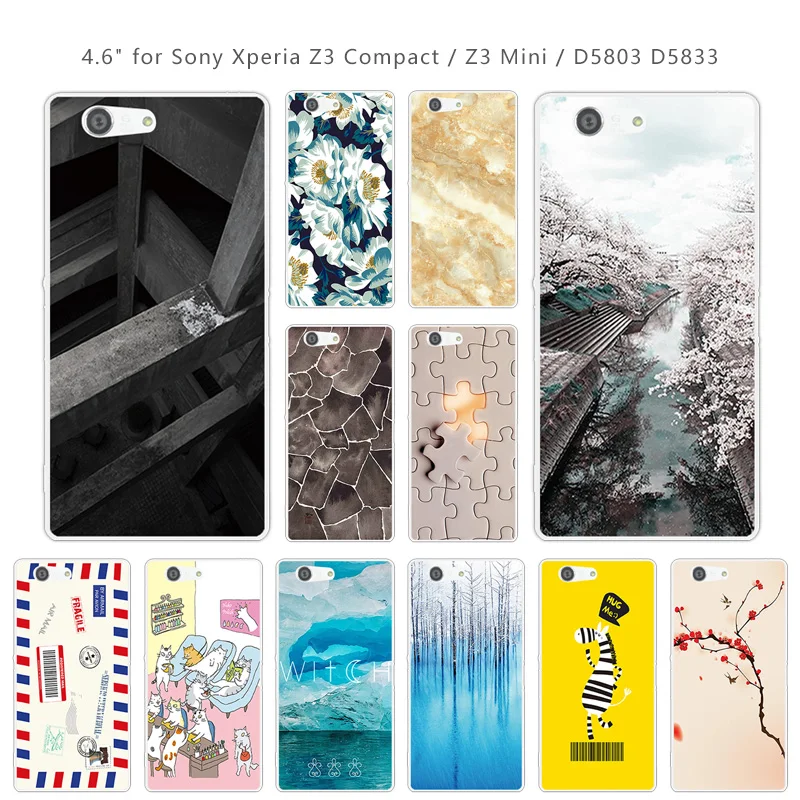 Case for Sony Xperia Z3 Compact / mini Phone Cases Soft TPU Square Back Cover MINI Ultrathin Silicone Fundas |