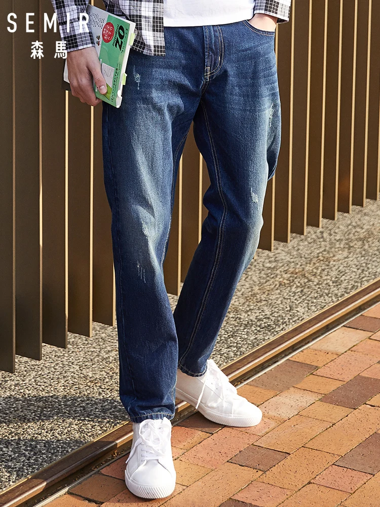 

SEMIR Washed Jeans for Men Skinny Jeans in Soft Cotton Men's Slim Fit Jeans Straight Leg Men Classci Jeans Trousers Pants
